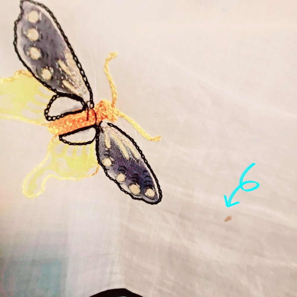 CITRON Butterfly Embroidered Tunic - SMALL - Unique Floral Buttertfly- Ramie Lin - Picture 16 of 16